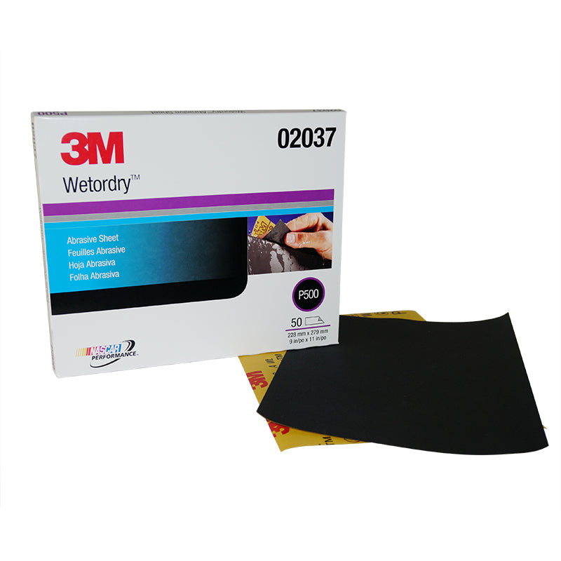 Wetordry Abrasive Sheet 213Q, P500, 9 in x 11 in , 50 Sheets/Carton