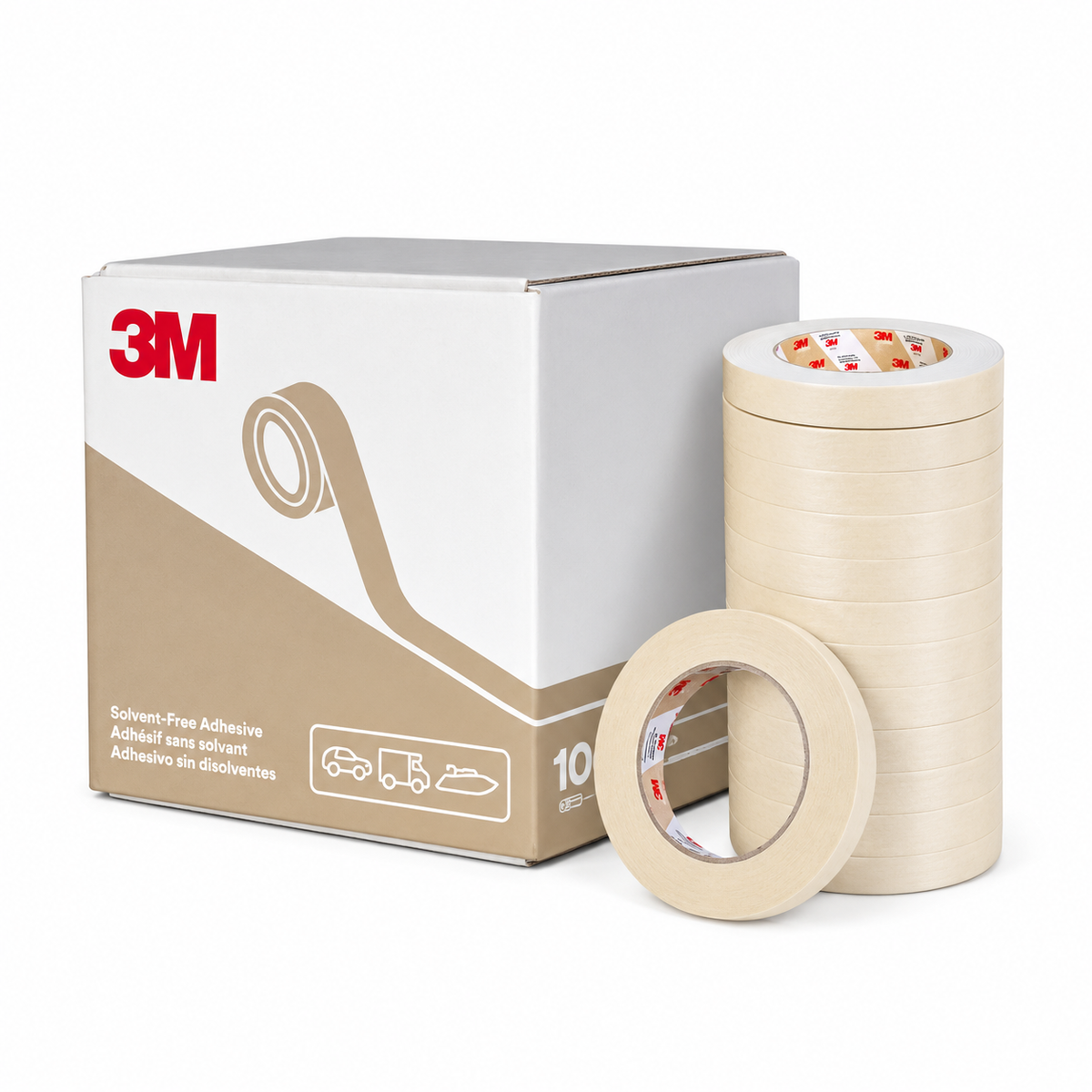 3M 06545 Automotive Masking Tape – 3/4 in × 180 ft (18 mm × 55 m), Natural, 2308