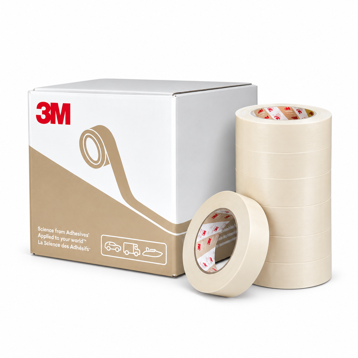 3M 06548 Automotive Masking Tape – 2 in × 180 ft (48 mm × 55 m), Natural, 2308