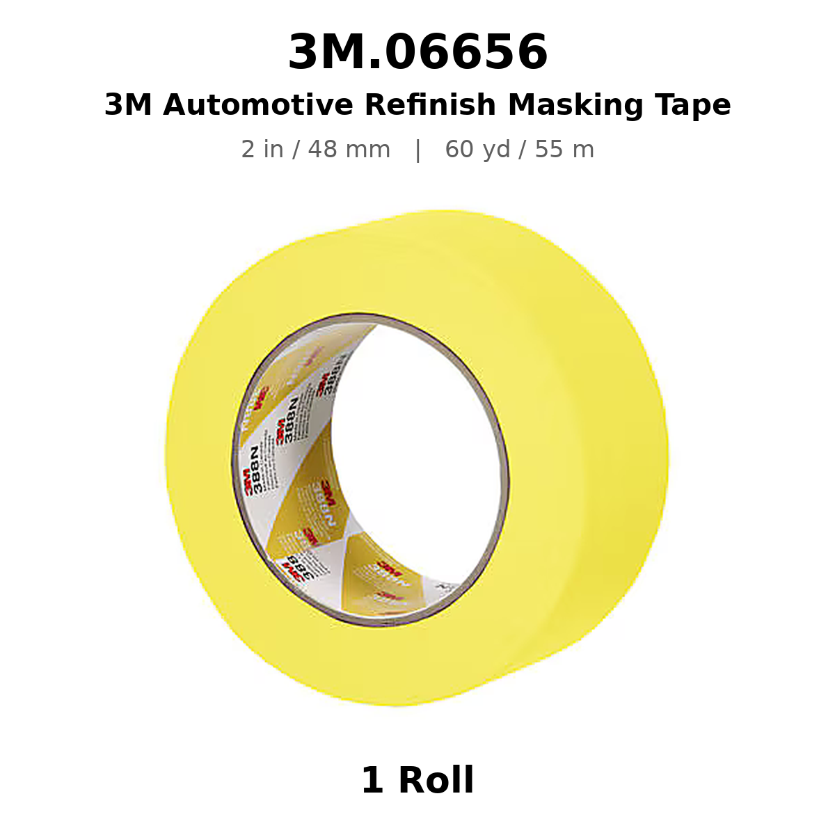 3M 06656 Yellow Automotive Masking Tape – 2 in × 180 ft (48 mm × 55 m)