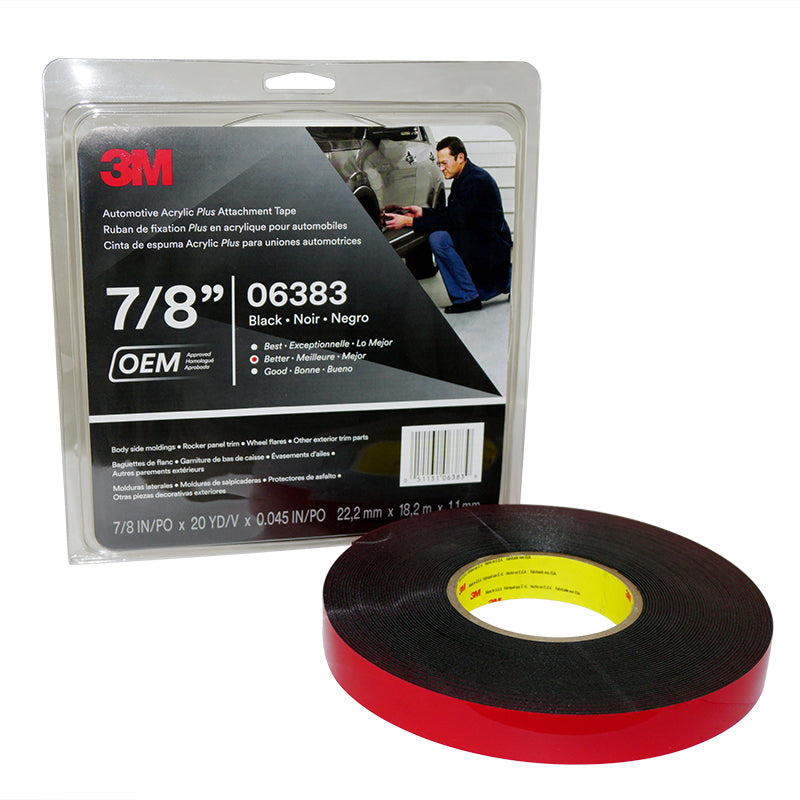 Automotive Acrylic Plus Attachment Tapeblack, 7/8 in x 20 yd, 45 mil