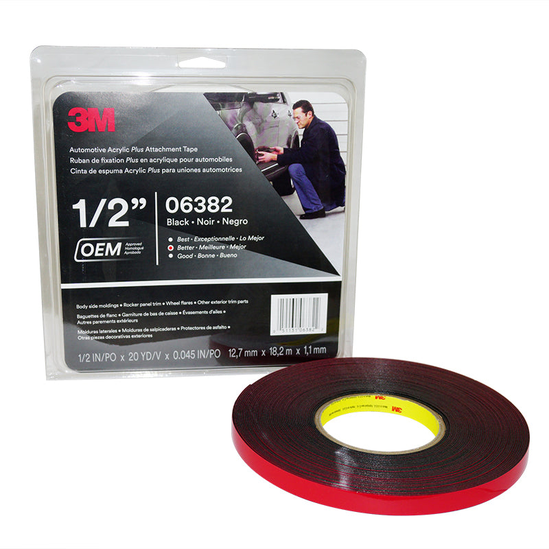Automotive Acrylic Plus Attachment , black, 1/2 in x 20 yd, 45 mil
