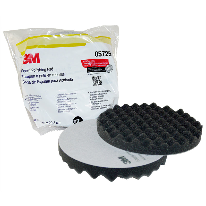 Foam Polishing Pad, Single Sided, Flat Back, 8 in (203.2 mm), 2/Bag
