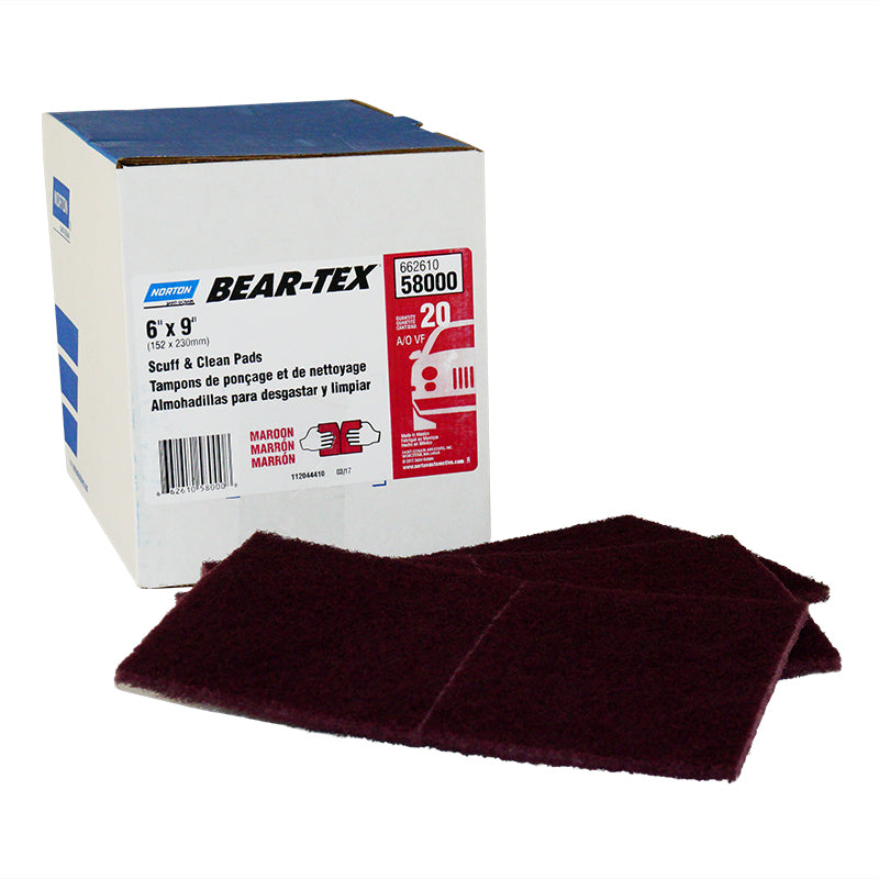 6" x 9" (perforated) Maroon Scuff Pads Bear-Tex Primer Prep, 20/pack