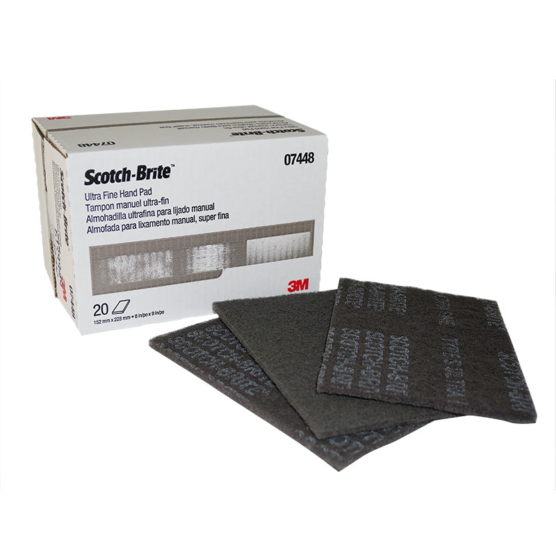 Scotch-Brite Hand Pad 7448 Pro, PO-HP, SiC Ultra Fine, Gray, 6 in x 9 in, 60 ea/Case