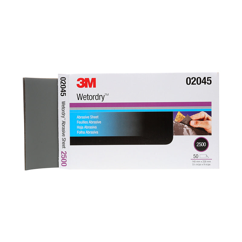 Wetordry Abrasive Sheet 401Q 3M.02045, 2500A, 5 1/2 in x 9 in,50 Sheets/Carton